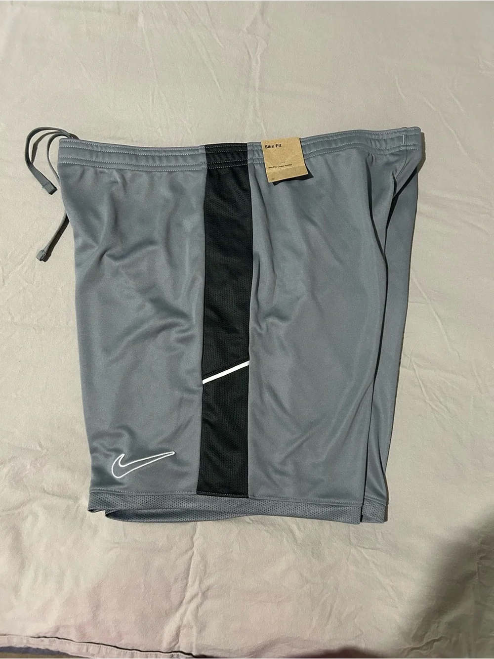 Nike Men's Gray Athletic Shorts with Black Side Panels